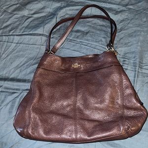 DESIGNER COACH F57545 LEXY Shoulder Bag. Maroonish Brown Leather.